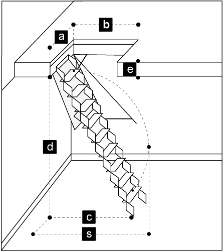 Legenda misure scale retrattili per soffitto 225 - 250 cm