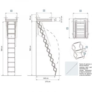 Scale retrattili a pantografo 45 x 80 misure