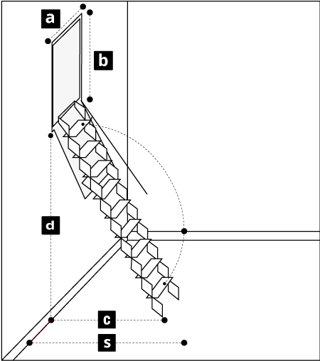 Legenda misure scale retrattili a muro verticale