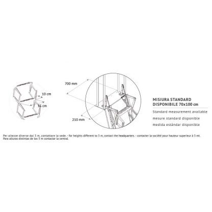 Scala retattile per soppalchi a pantografo 70 x 100 disegno