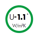 coefficiene U=1.1 W/m2k
