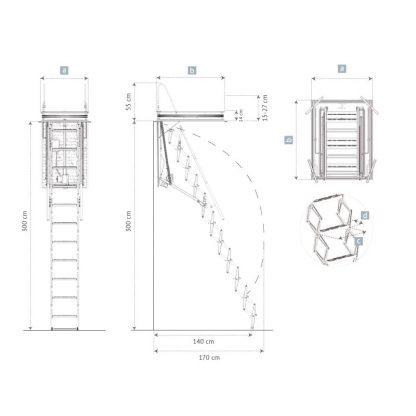 Scala retrattile motorizzata elettrica 50 x 100 cm dettagli