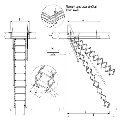 Scale Retrattili Manuali Aci Svezia 50 x 70 misure