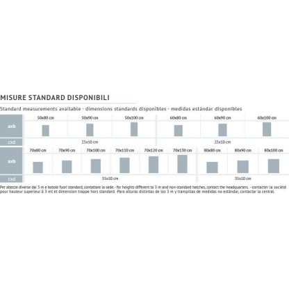 Scale retrattili a pantografo per muro verticale 50 x 90 altezza 325 cm dimensioni