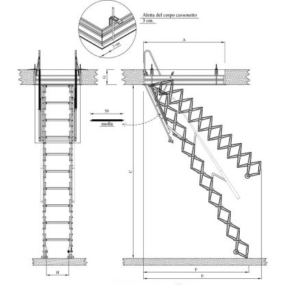 Scale Retrattili motorizzate eletriche Aci Alluminio 60 x 70 misure